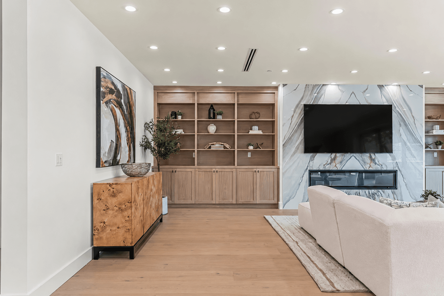 Custom media center and architectural woodwork